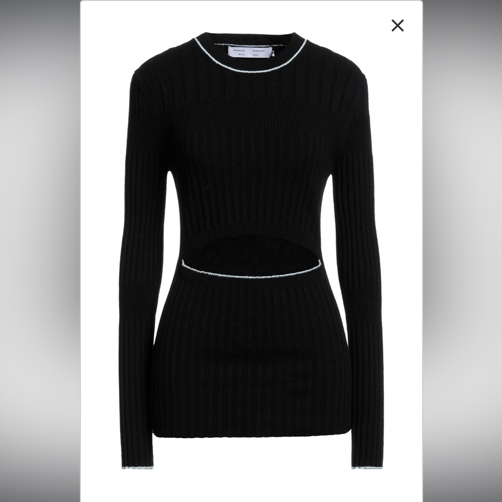 Proenza Schouler Black Knit Top with White Trim